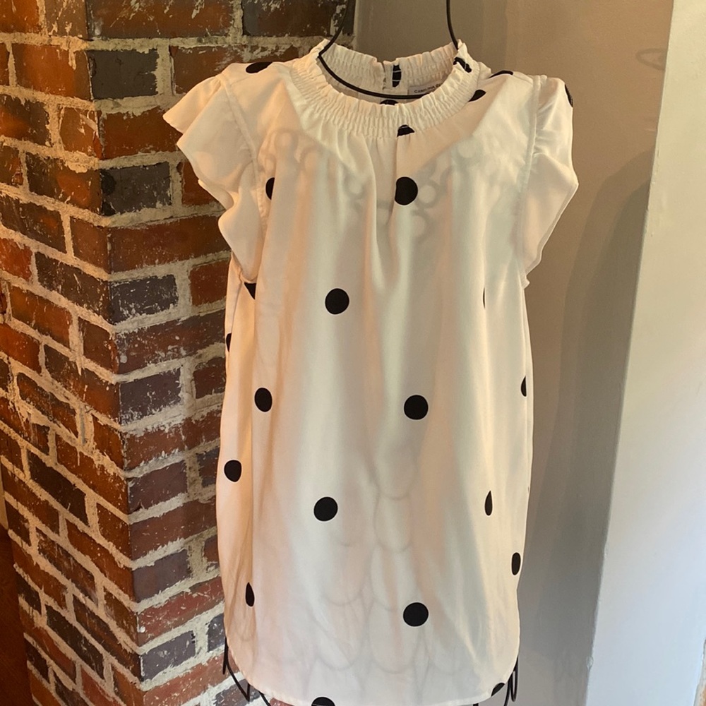Polka dot ruffle sleeve blouse